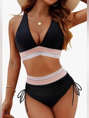 Blooming Jelly Womens High Waisted Tummy Control Swimsuit Size Small NWT